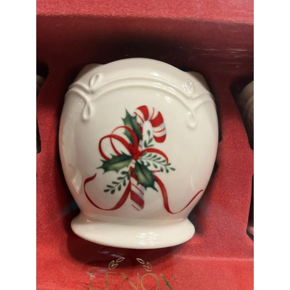 Lenox Christmas Holly Berry Ribbon Candle Holder Set of 3 NIB